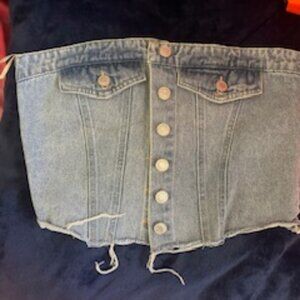 Raw Hem Button Front Tube Denim - Size S